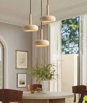 Travertijn Hanglamp – Creatieve Natuurlijke LED Binnenlamp