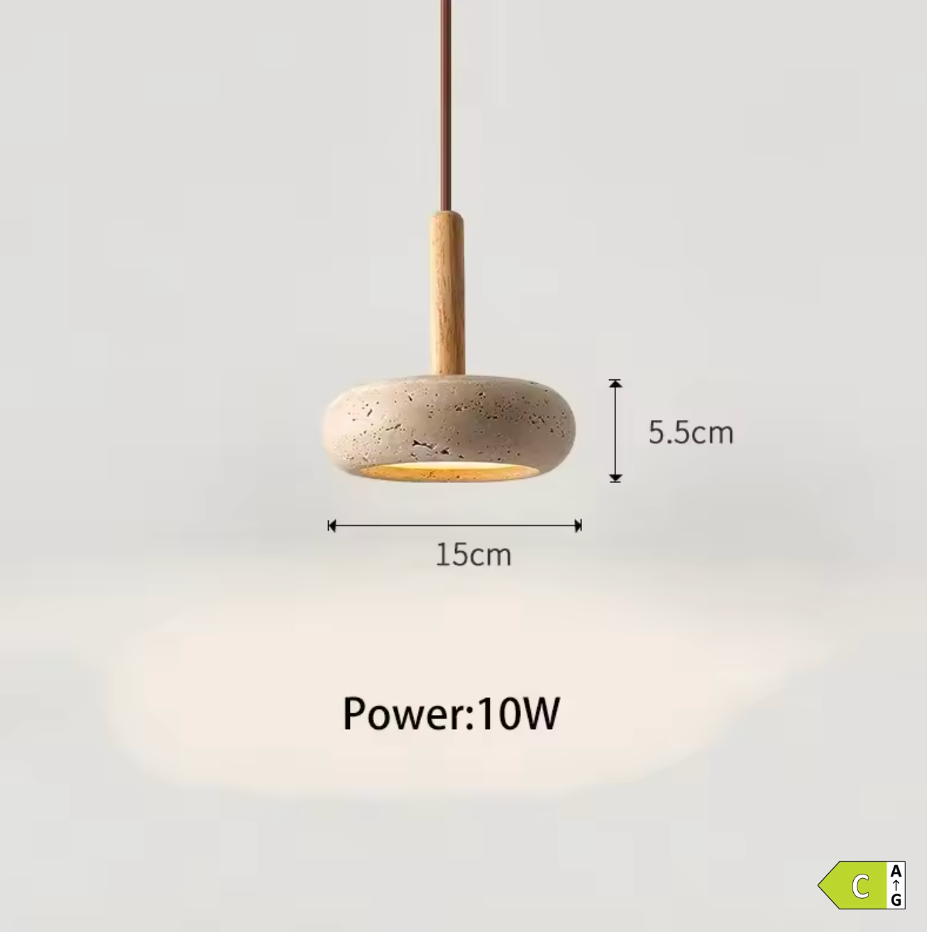 Travertijn Hanglamp – Creatieve Natuurlijke LED Binnenlamp