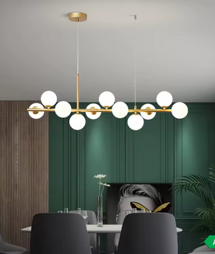 Scandinavische LED Hanglamp – Gouden 11-Lichts Glazen Bol Designlamp