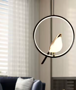 Ekster Vogel LED Hanglamp – Moderne Design Plafondlamp voor Slaapkamer & Nachtkastje
