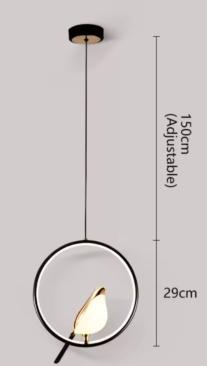 Ekster Vogel LED Hanglamp – Moderne Design Plafondlamp voor Slaapkamer & Nachtkastje