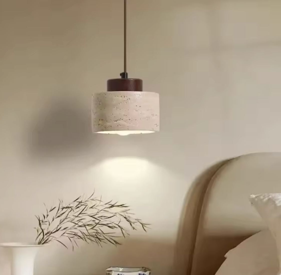 Retro LED Hanglamp – Grotsteen Design Kroonluchter voor Slaapkamer, Nachtkastje & Restaurant