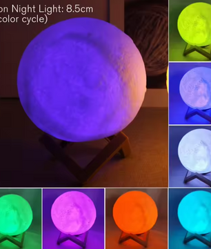 Maanlamp 8 cm – LED Nachtlamp met Standaard voor Slaapkamer & Decoratie