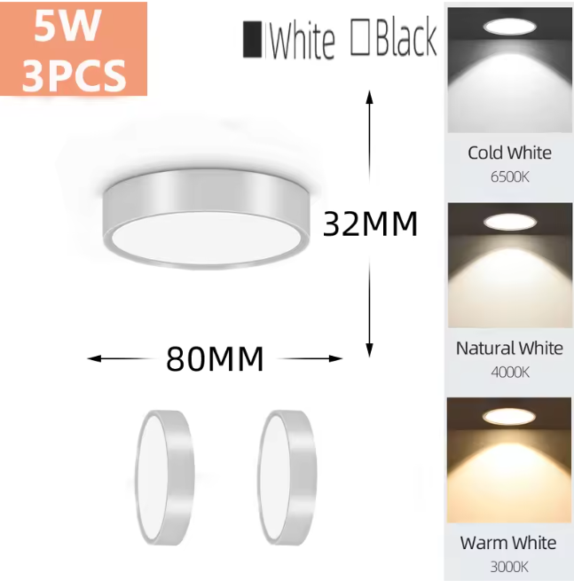 LED Opbouw Downlight – Ronde Plafondspot, 5W/10W/15W/25W, 220V