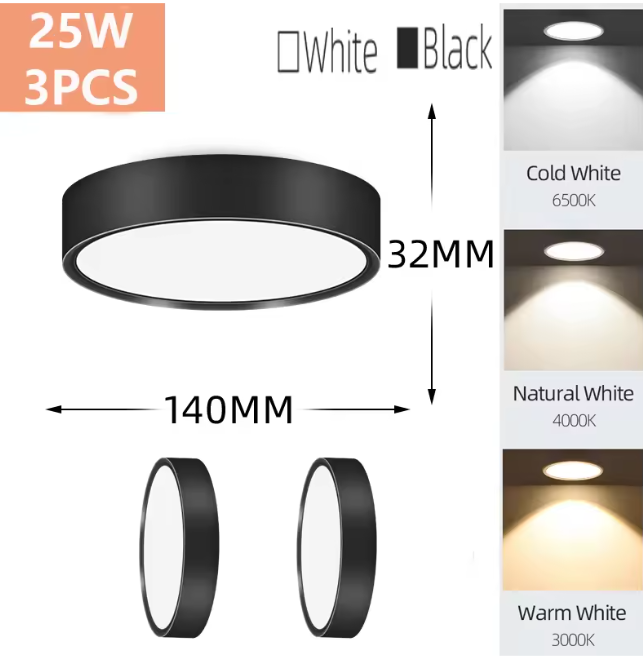 LED Opbouw Downlight – Ronde Plafondspot, 5W/10W/15W/25W, 220V