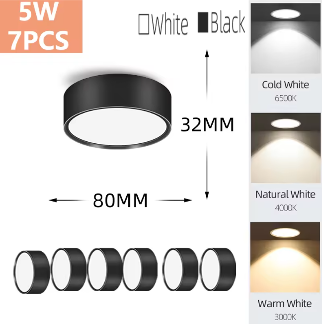 LED Opbouw Downlight – Ronde Plafondspot, 5W/10W/15W/25W, 220V