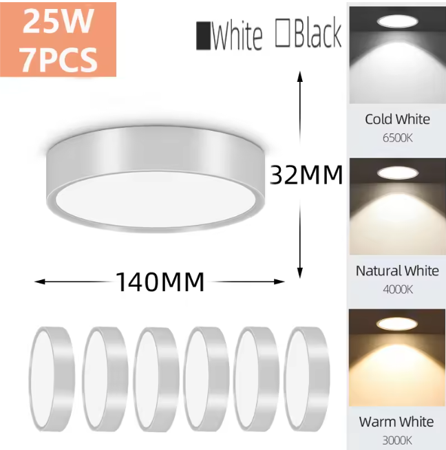 LED Opbouw Downlight – Ronde Plafondspot, 5W/10W/15W/25W, 220V