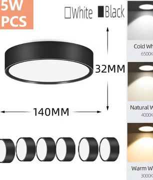 LED Opbouw Downlight – Ronde Plafondspot, 5W/10W/15W/25W, 220V