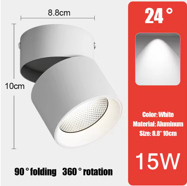 LED Downlight Plafondspot – Aluminium, Opbouw, 7W/10W/15W