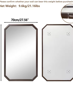 Moderne Asymmetrische Wandspiegel – Zwart Walnoothouten Frame, Stijlvol & Decoratief