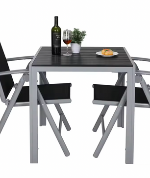 3-delige Tuinset met Opvouwbare Stoelen en Vierkante Tafel