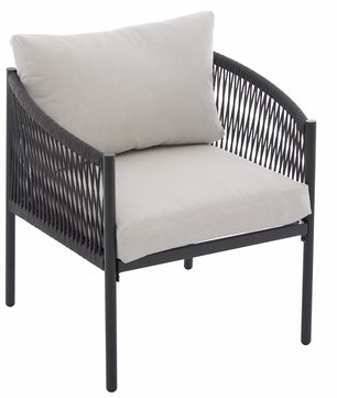 5-delige Tuinloungeset – 3-zitsbank, 2 Fauteuils & 2 Tafels, Gevlochten Touw & Glazen Blad