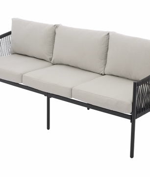 5-delige Tuinloungeset – 3-zitsbank, 2 Fauteuils & 2 Tafels, Gevlochten Touw & Glazen Blad