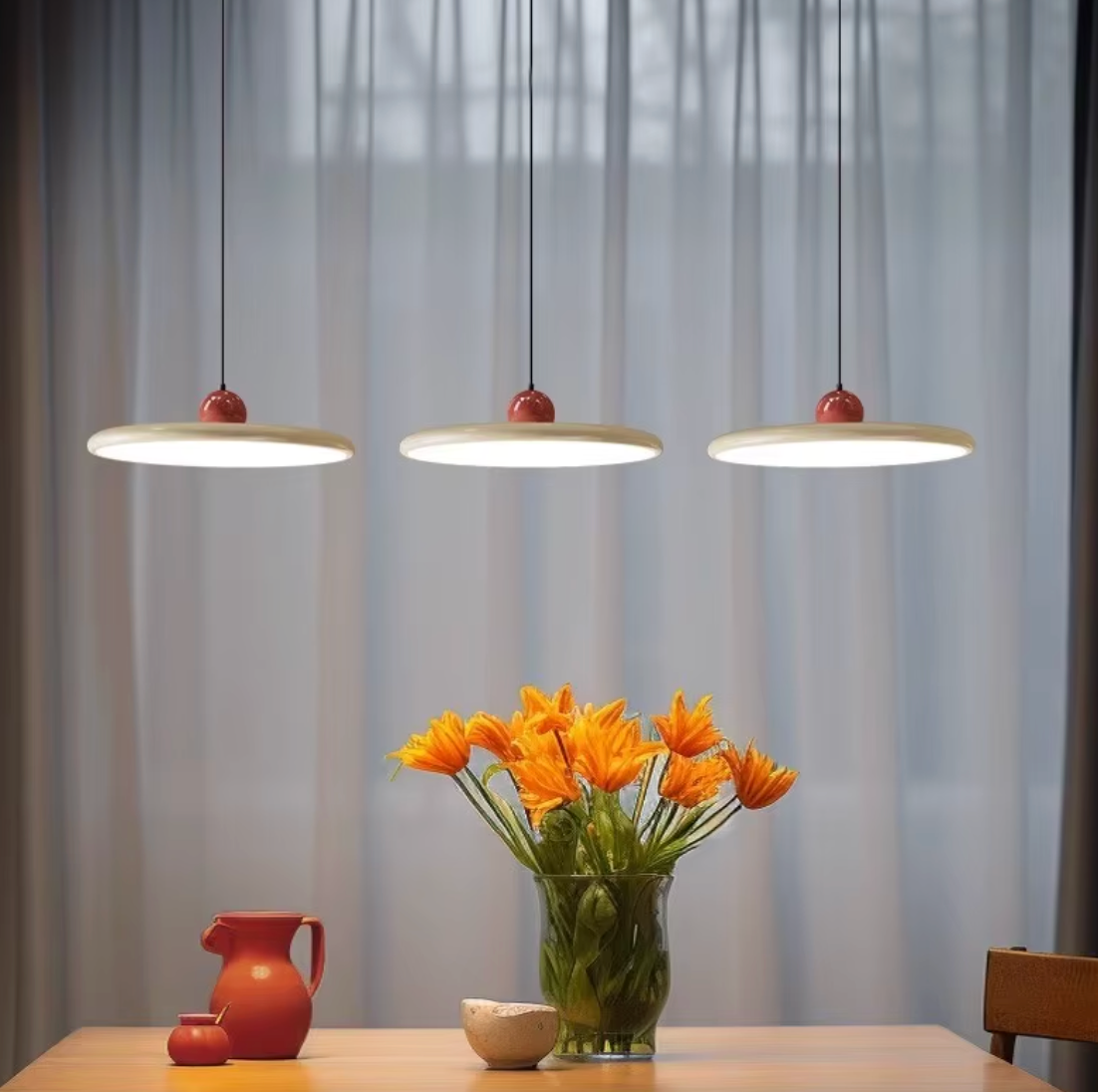Moderne Retro Hanglamp – Platte LED Plafondlamp 30/40 cm