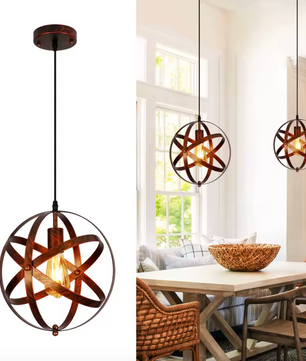Retro Metalen Hanglamp – Vintage Plafondlamp met Kooi Ontwerp, E27 Fitting