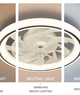 Slimme Plafondventilator met LED Verlichting – Intrekbare Bladen & Afstandsbediening, 48 cm