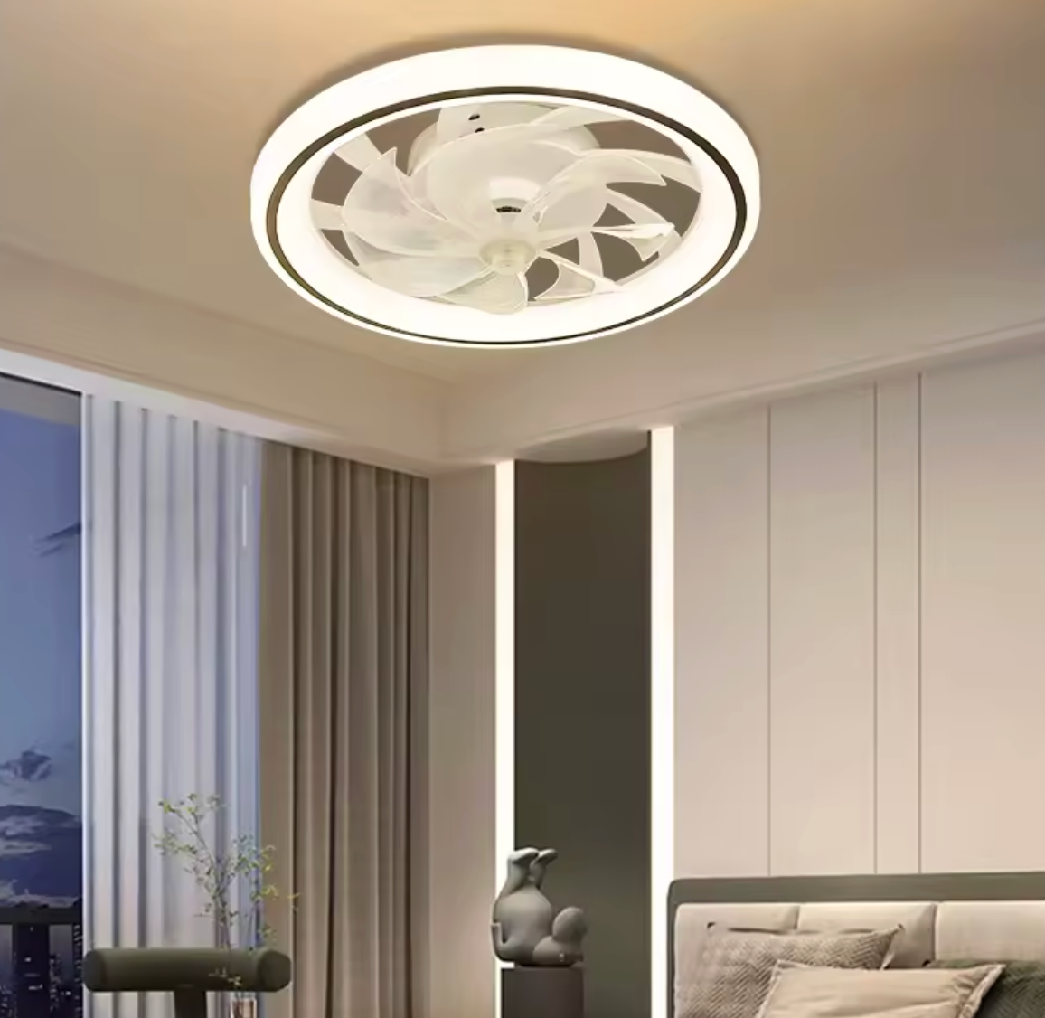 Slimme Plafondventilator met LED Verlichting – Intrekbare Bladen & Afstandsbediening, 48 cm