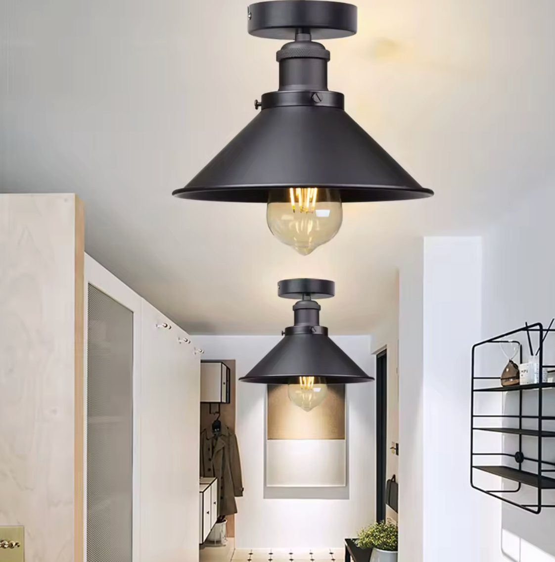 Vintage Industriële Plafondlamp – Rustiek Metalen Armatuur