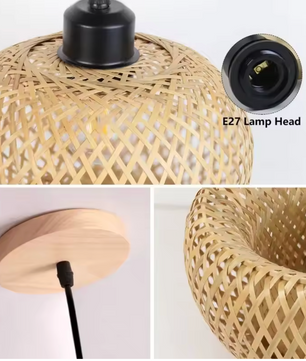 Bamboe Hanglamp – Handgemaakte Rotan Plafondlamp Bohemian