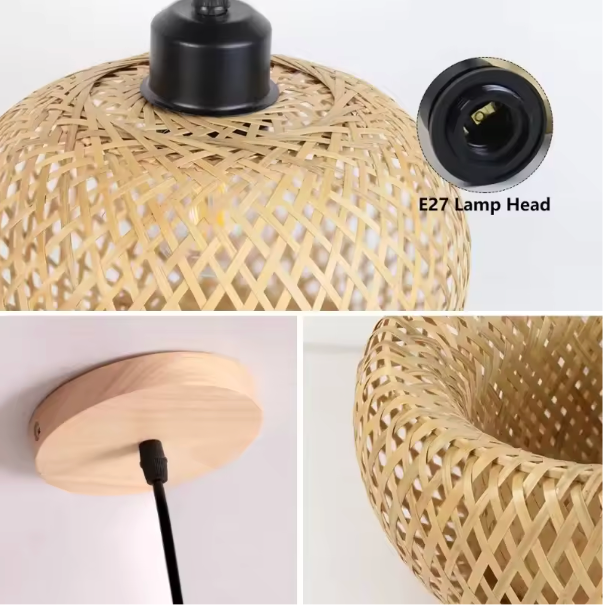 Bamboe Hanglamp – Handgemaakte Rotan Plafondlamp Bohemian