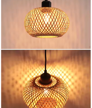 Bamboe Hanglamp – Handgemaakte Rotan Plafondlamp Bohemian