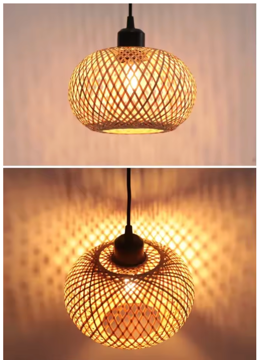 Bamboe Hanglamp – Handgemaakte Rotan Plafondlamp Bohemian