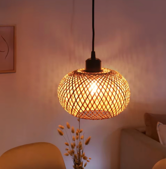 Bamboe Hanglamp – Handgemaakte Rotan Plafondlamp Bohemian