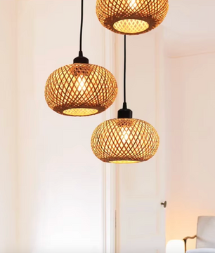 Bamboe Hanglamp – Handgemaakte Rotan Plafondlamp Bohemian