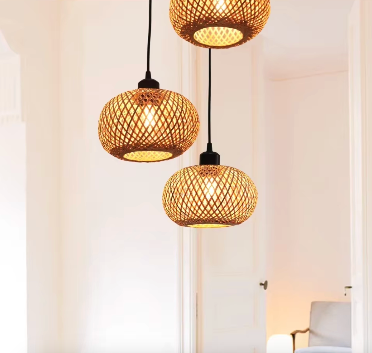 Bamboe Hanglamp – Handgemaakte Rotan Plafondlamp Bohemian