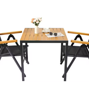 3-delige Aluminium Balkonset – Klapstoelen & WPC Tuintafel
