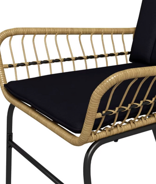 3-delige Rotan Bistroset – Tuinset met Vlinderrug & Glazen Tafel