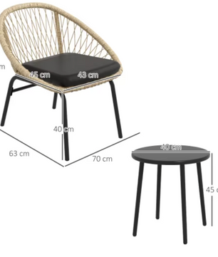3-delige Balkon Loungeset – Acapulco Stoelen & Glazen Tafel