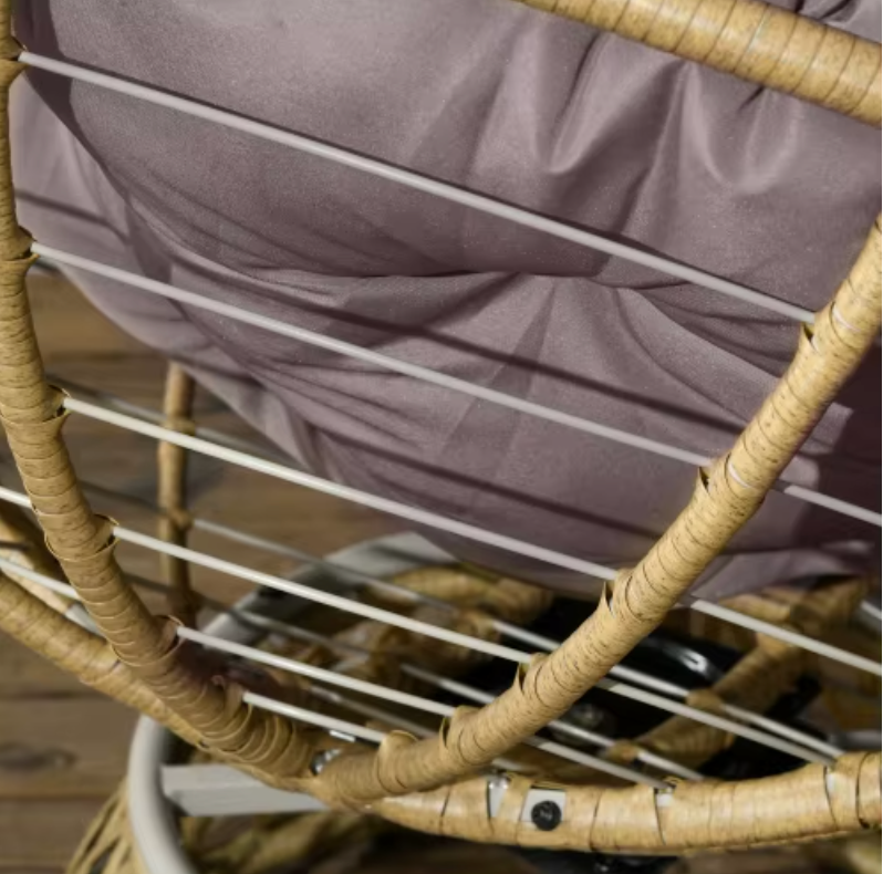3-delige Rotan Balkonset – Roze Stoelen met Kussens & Glazen Tafel