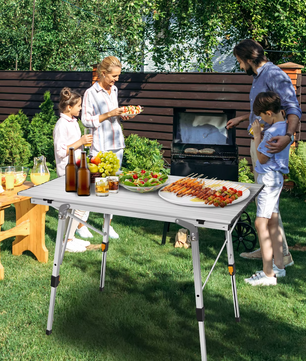 Opvouwbare Aluminium Campingtafel – In Hoogte Verstelbaar, Met Draagtas en Opbergnet