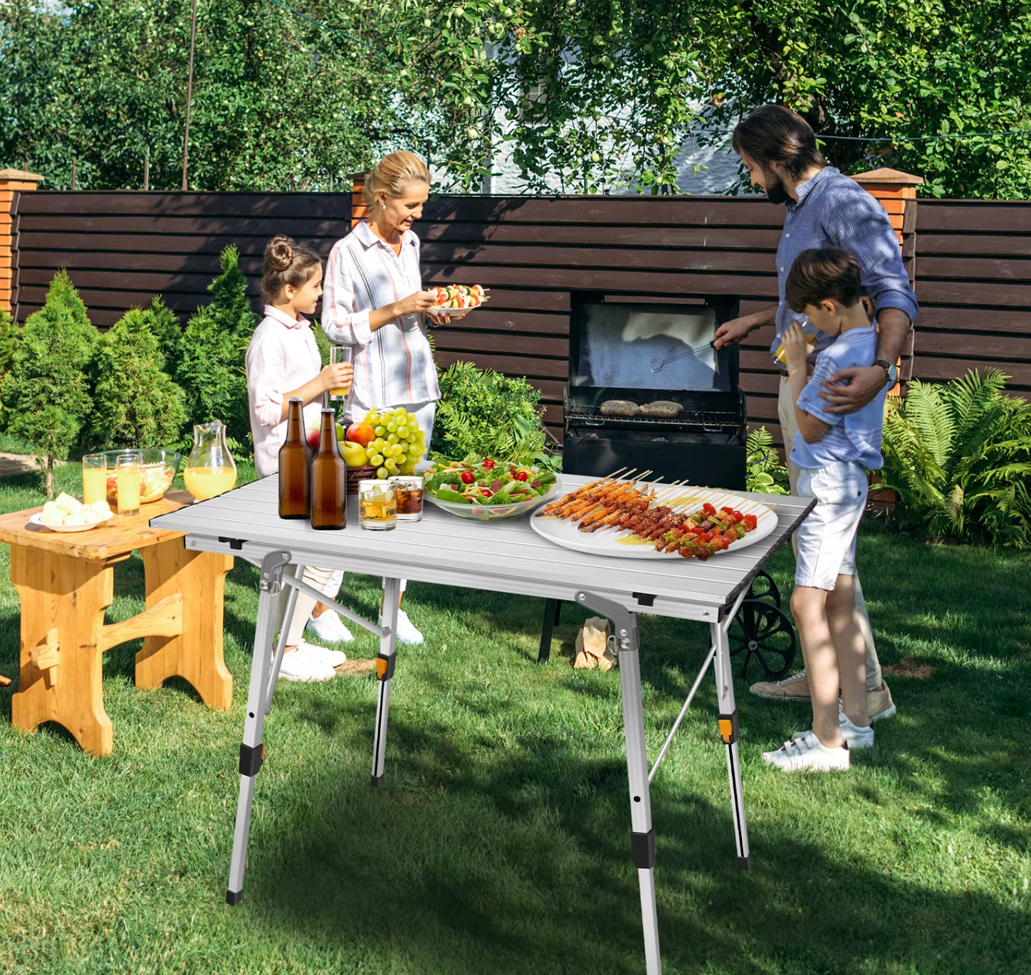 Opvouwbare Aluminium Campingtafel – In Hoogte Verstelbaar, Met Draagtas en Opbergnet