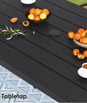 Weerbestendige Tuintafel met Parasolgat – Aluminium & WPC, Rechthoekig 110x70 cm