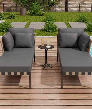 Modulaire Tuinbank Set met Tafel & Kussens - Afneembare Hoezen