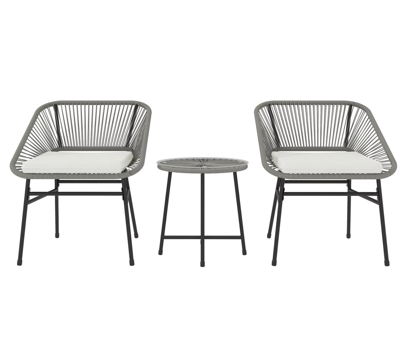 3-delige Polyrotan Bistroset met Kussens – Tafel en 2 Stoelen, Comfortabel Buitenmeubilair voor Balkon of Tuin