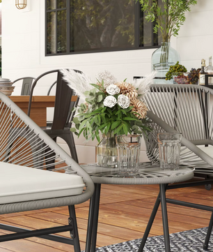 3-delige Polyrotan Bistroset met Kussens – Tafel en 2 Stoelen, Comfortabel Buitenmeubilair voor Balkon of Tuin