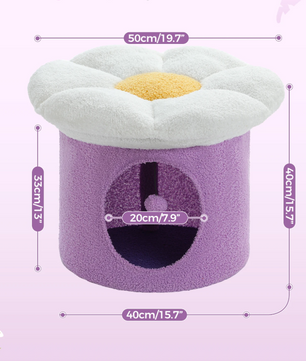 Bloemen Kattenhuis met Groot Bed – Schattig Kattenappartement & Speelhuis voor Binnen