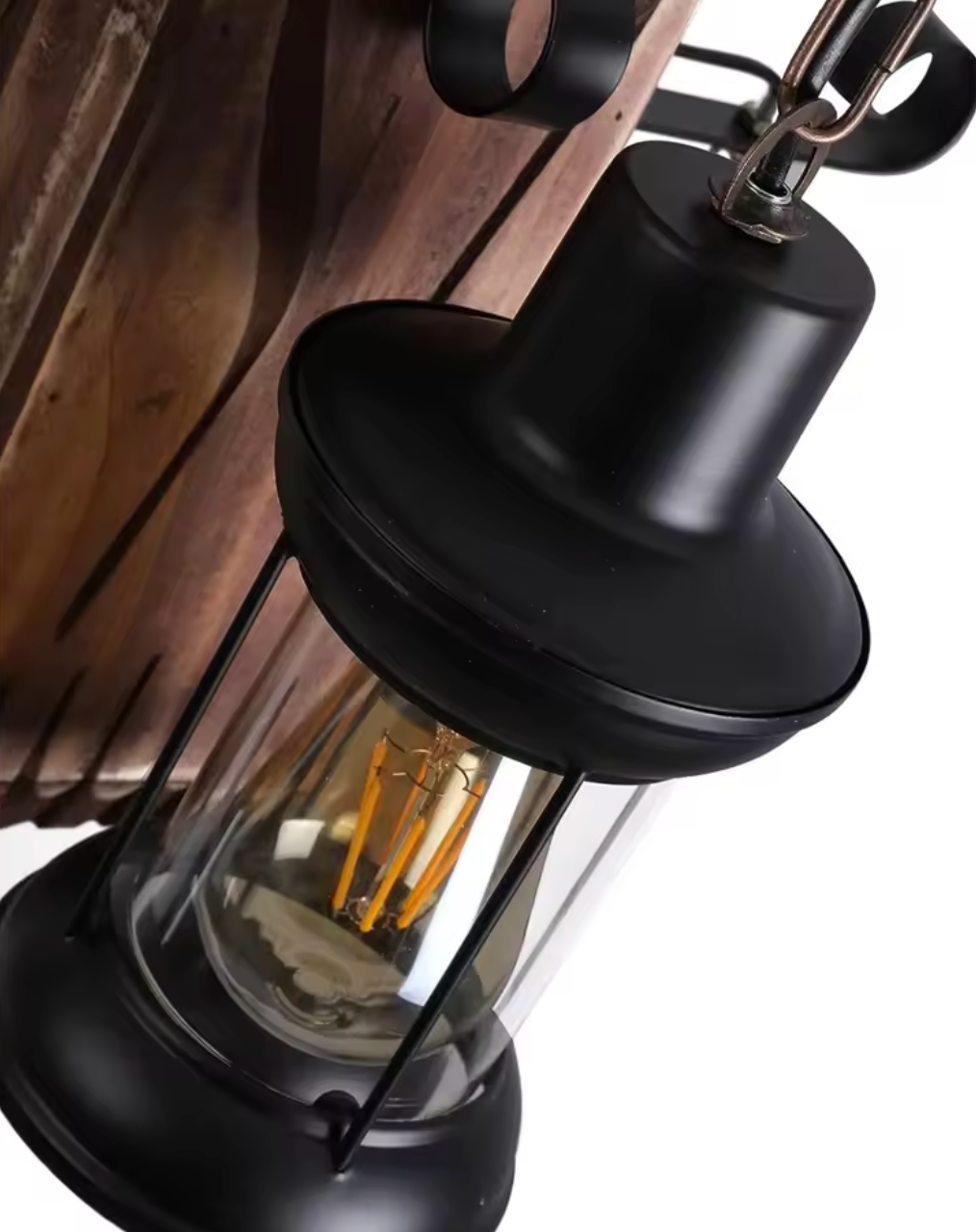 Industriële Retro Hanglamp – 4-Lichts Houten & IJzeren Plafondlamp