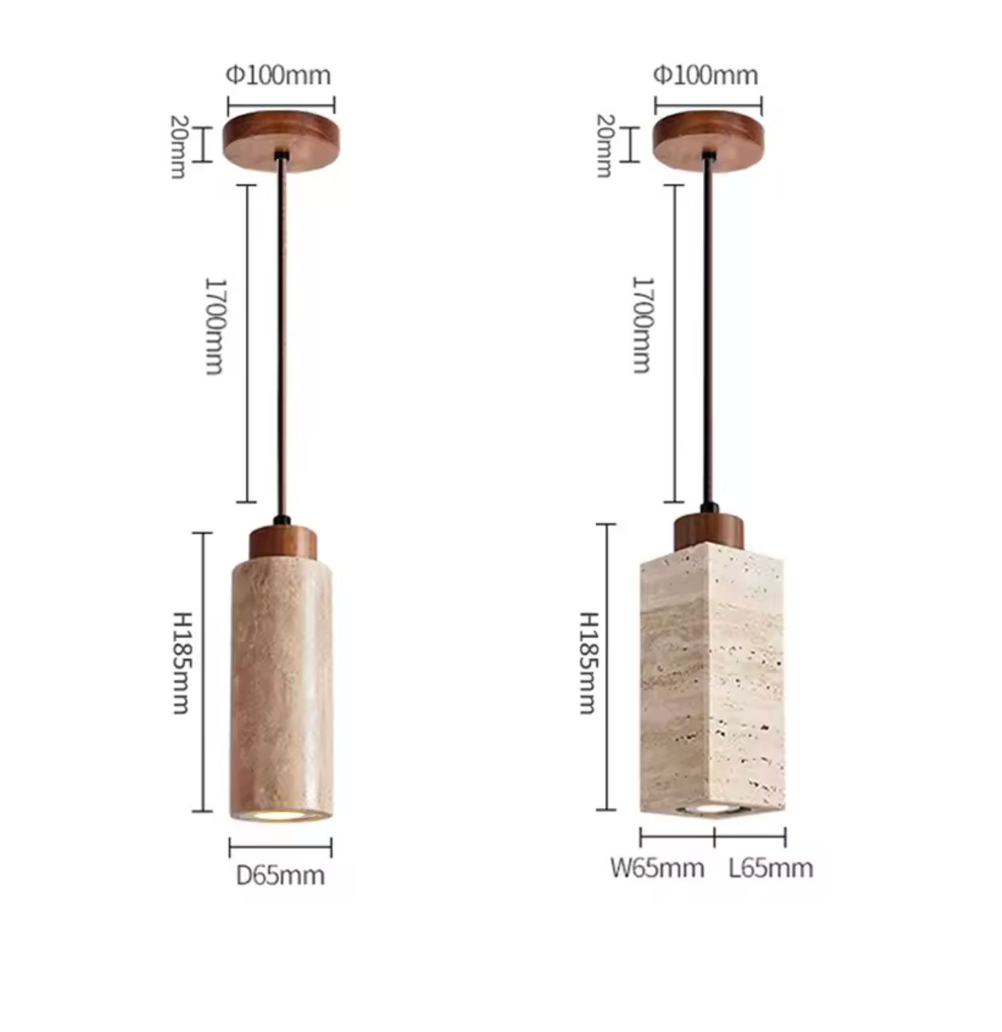 Wabi Sabi Hanglamp – Travertijn Plafondlamp