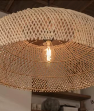 Boheemse Rotan Hanglamp – Handgeweven Rieten Kroonluchter met E27 Fitting, Scandinavisch Design