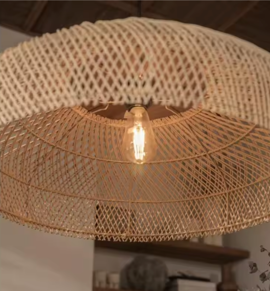 Boheemse Rotan Hanglamp – Handgeweven Rieten Kroonluchter met E27 Fitting, Scandinavisch Design
