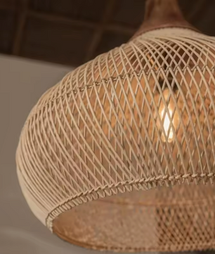 Boheemse Rotan Hanglamp – Handgeweven Rieten Kroonluchter met E27 Fitting, Scandinavisch Design