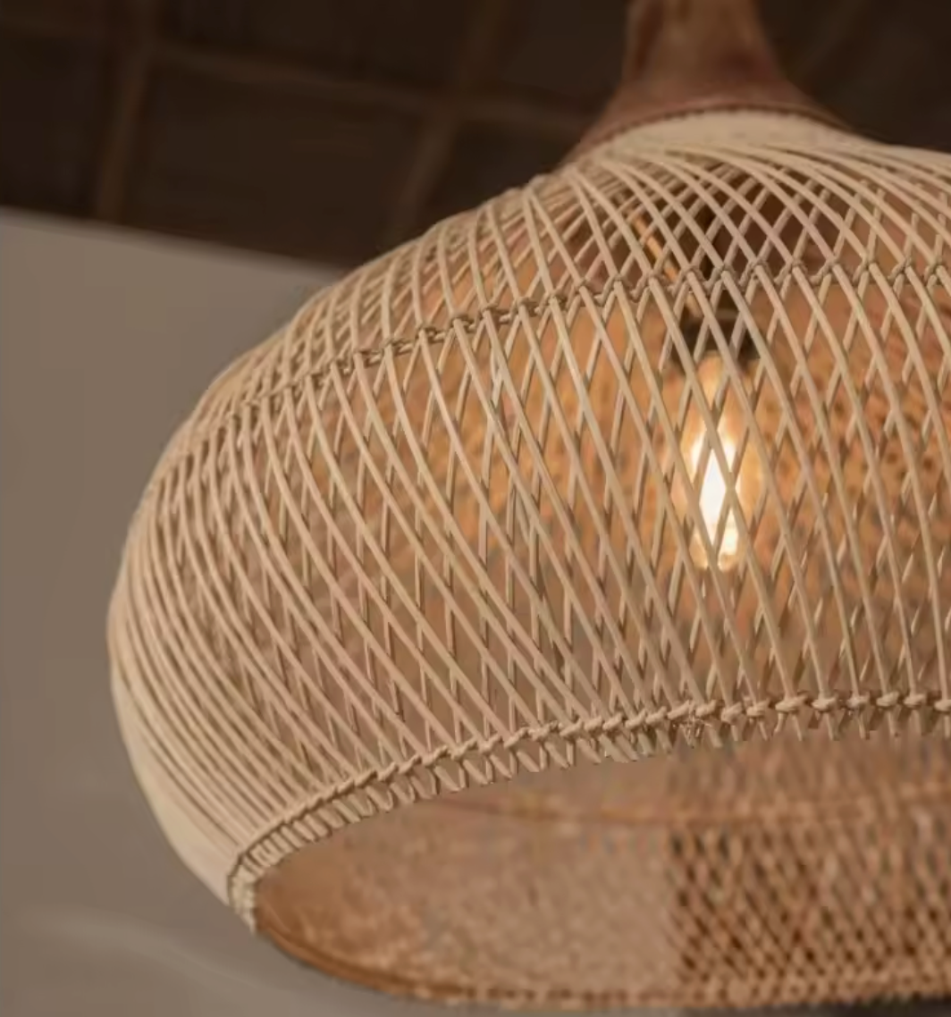 Boheemse Rotan Hanglamp – Handgeweven Rieten Kroonluchter met E27 Fitting, Scandinavisch Design