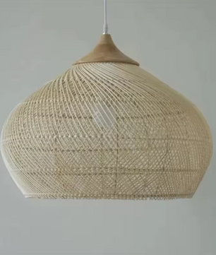 Boheemse Rotan Hanglamp – Handgeweven Rieten Kroonluchter met E27 Fitting, Scandinavisch Design