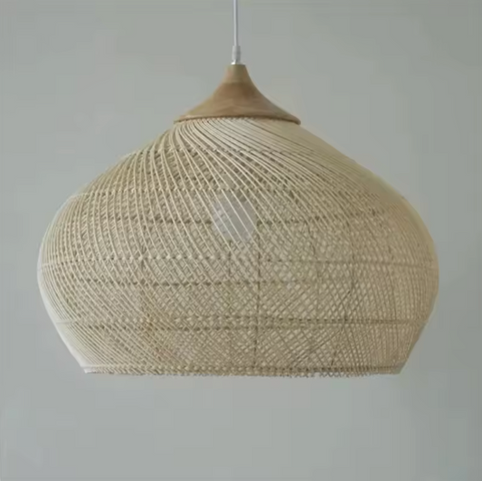 Boheemse Rotan Hanglamp – Handgeweven Rieten Kroonluchter met E27 Fitting, Scandinavisch Design