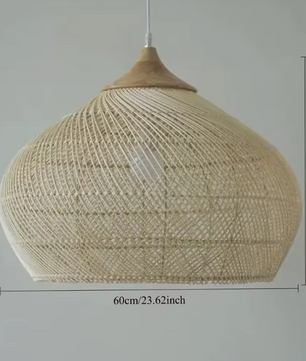 Boheemse Rotan Hanglamp – Handgeweven Rieten Kroonluchter met E27 Fitting, Scandinavisch Design
