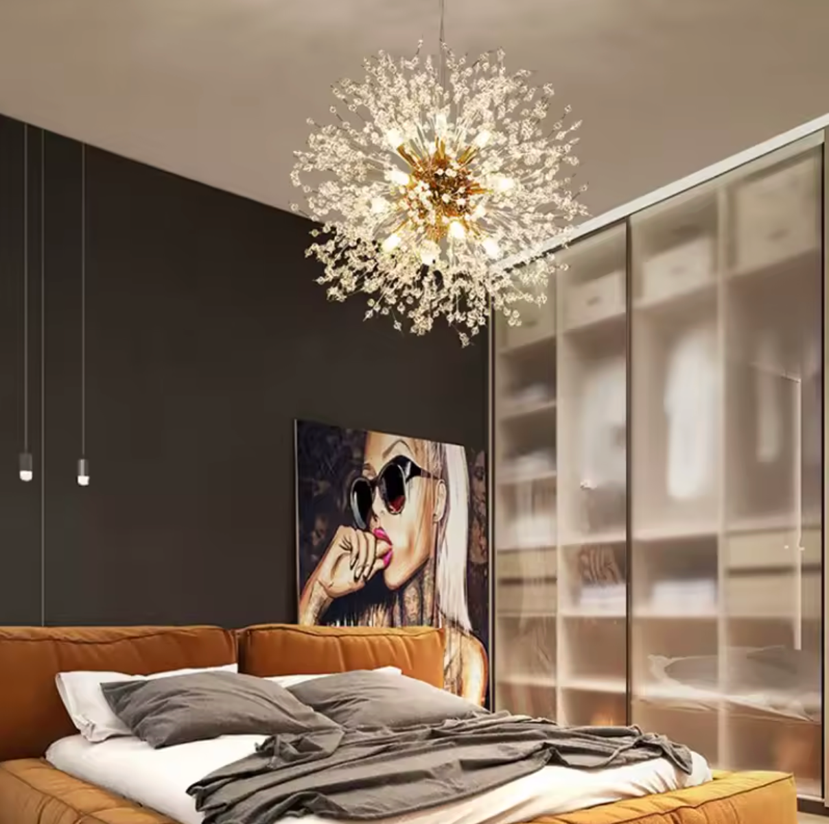 Moderne Paardenbloem LED Hanglamp – Acryl Sterrenhemel Design & Vuurbal Effect